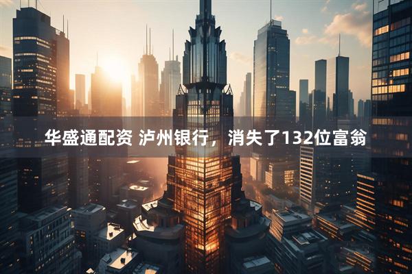 华盛通配资 泸州银行,消失了132位富翁